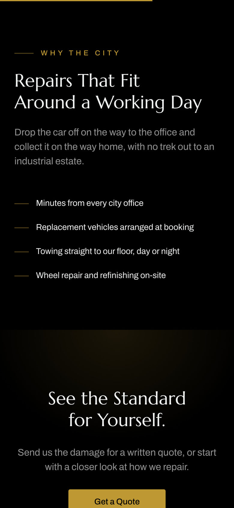 Bartels Autocare: Convenience on the Our Story page, mobile