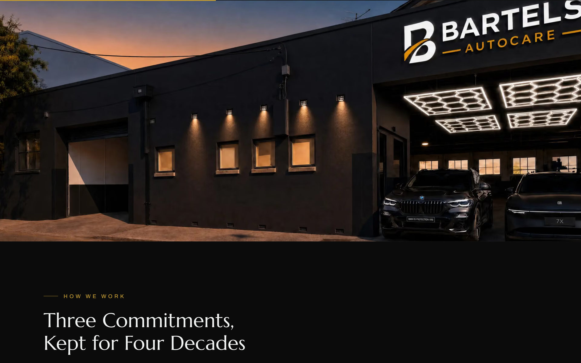 Bartels Autocare: Workshop Image on the Our Story page, desktop