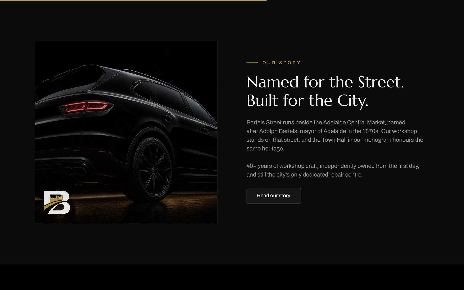 Bartels Autocare: Story on the Home page, desktop