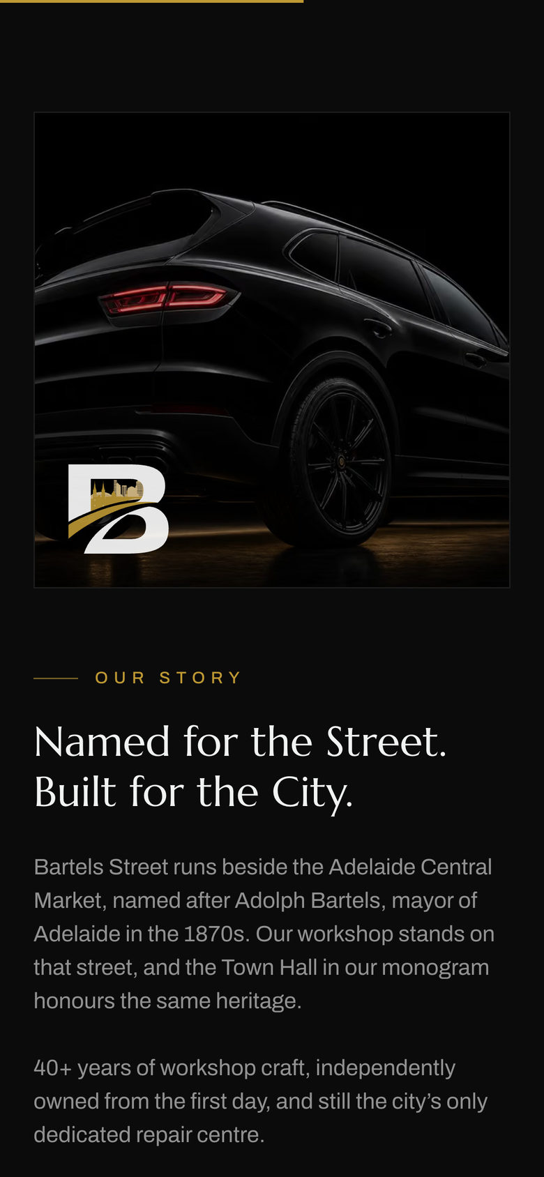 Bartels Autocare: Story on the Home page, mobile