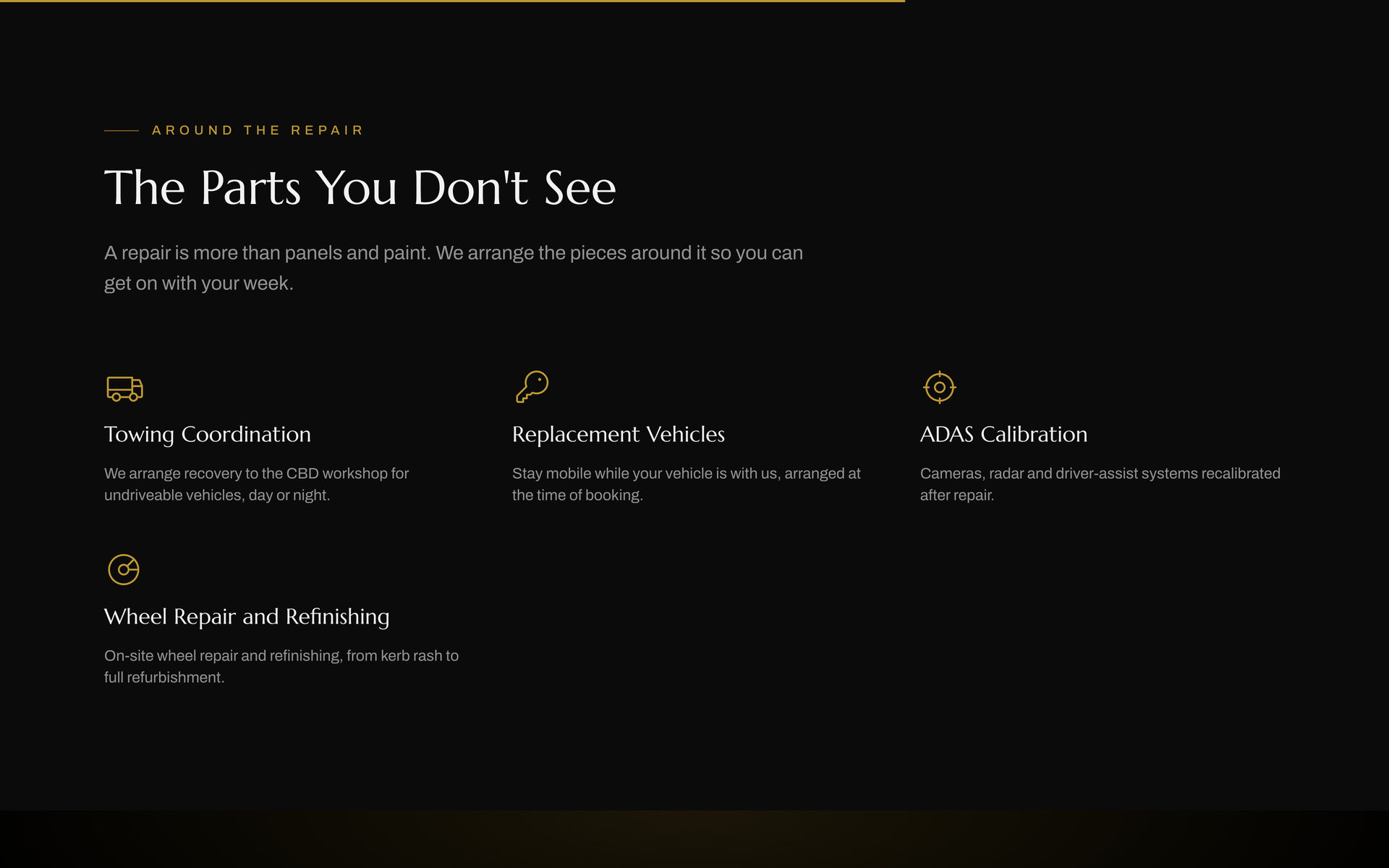 Bartels Autocare: Hidden Parts on the Services page, desktop