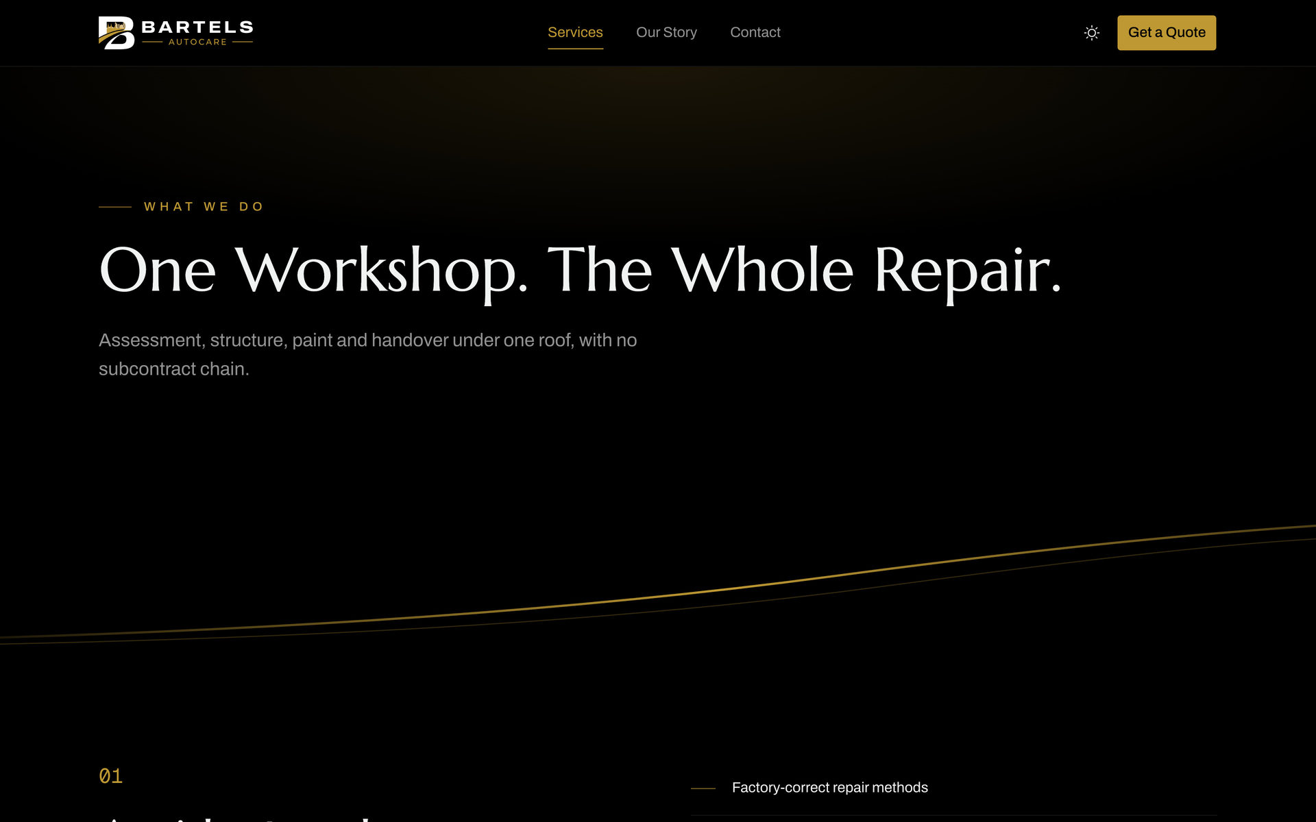 Bartels Autocare: Page Header on the Services page, desktop