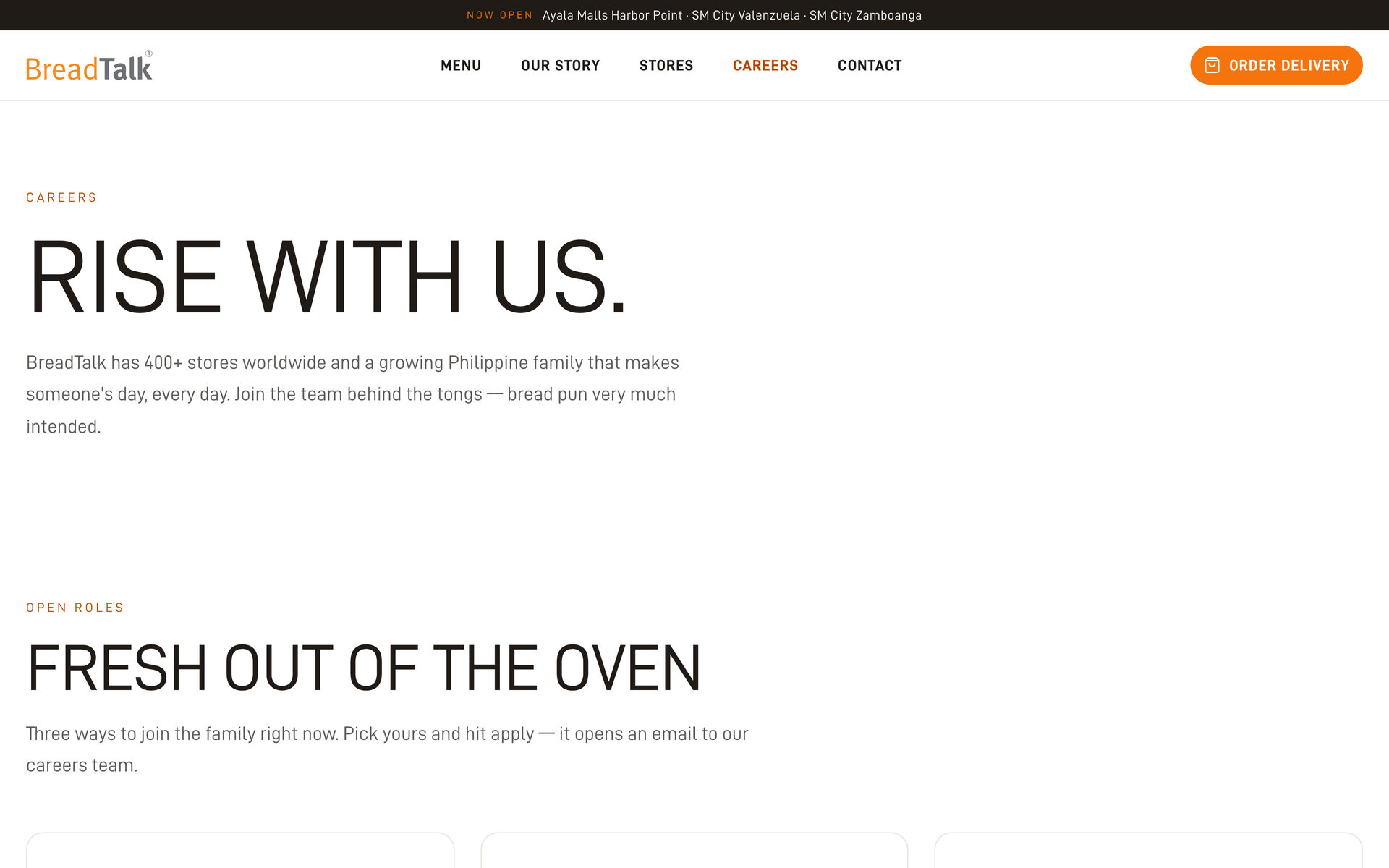 BreadTalk Philippines: hero on the Careers page, desktop