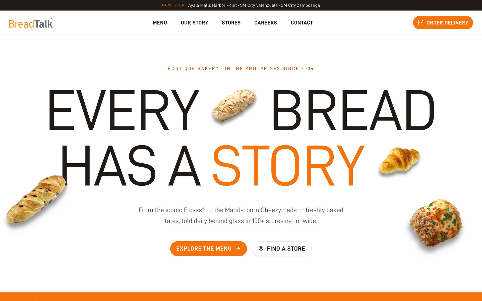 BreadTalk Philippines: Hero on the Home page, desktop
