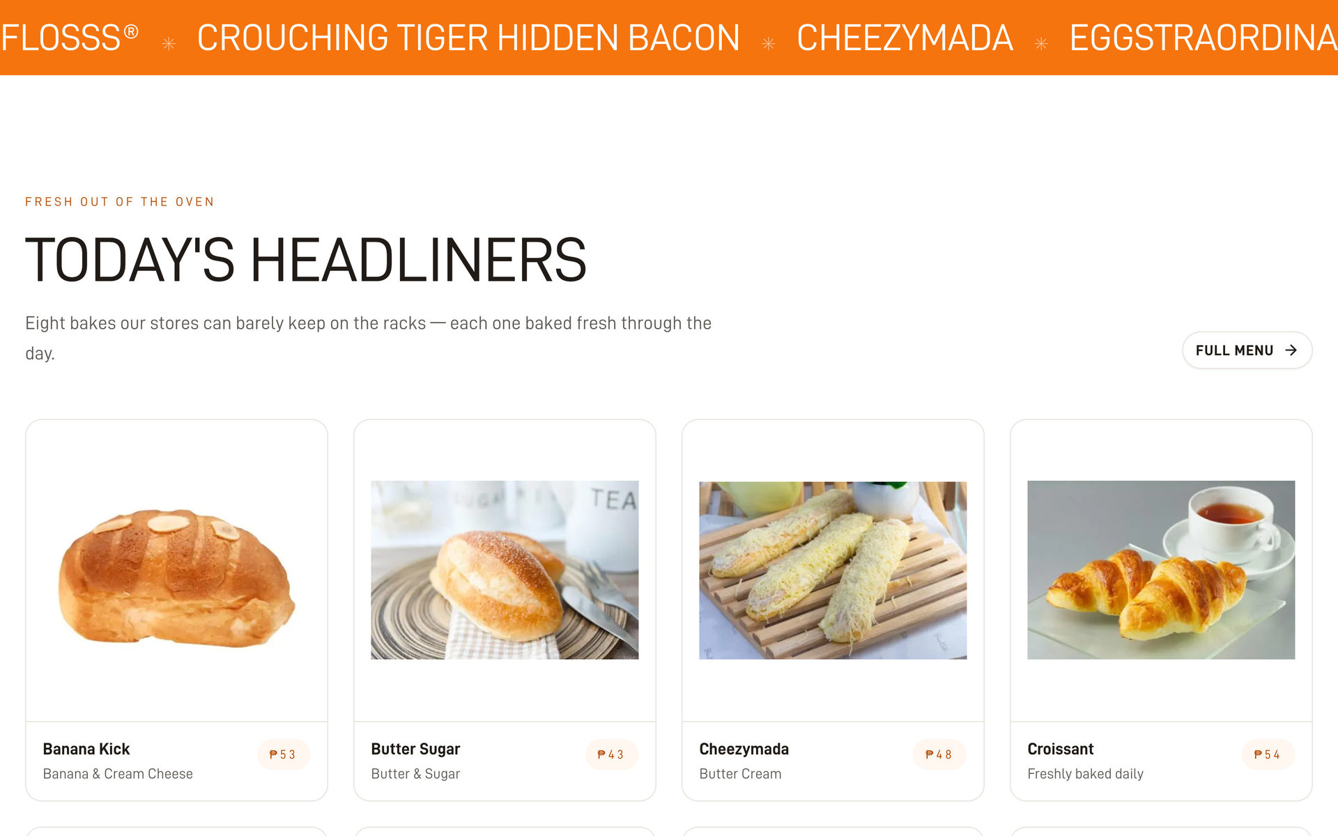 BreadTalk Philippines: Product Ticker on the Home page, desktop