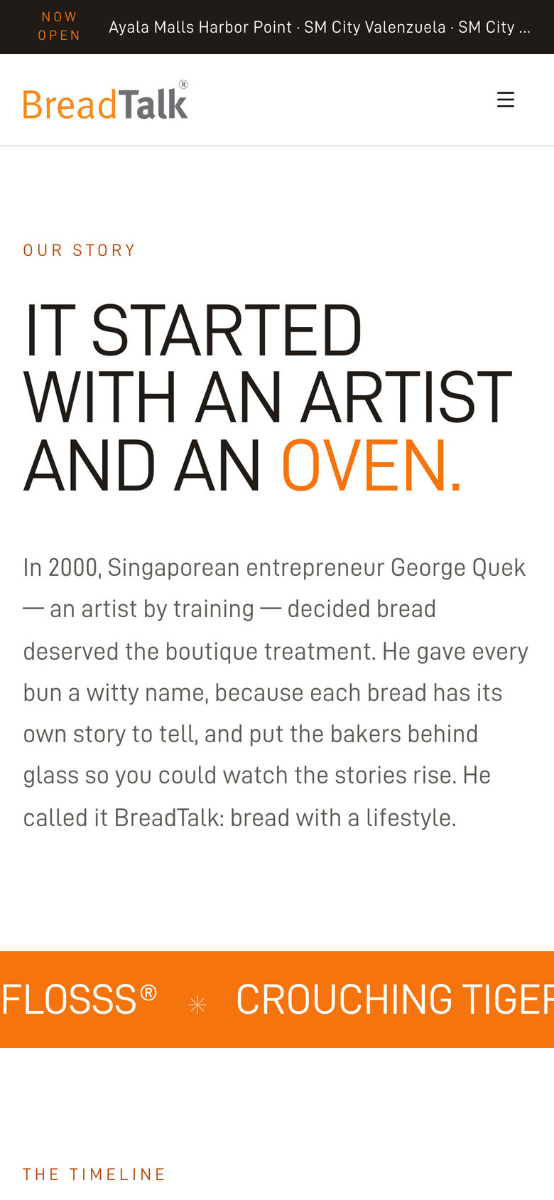 BreadTalk Philippines: Hero on the Story page, mobile