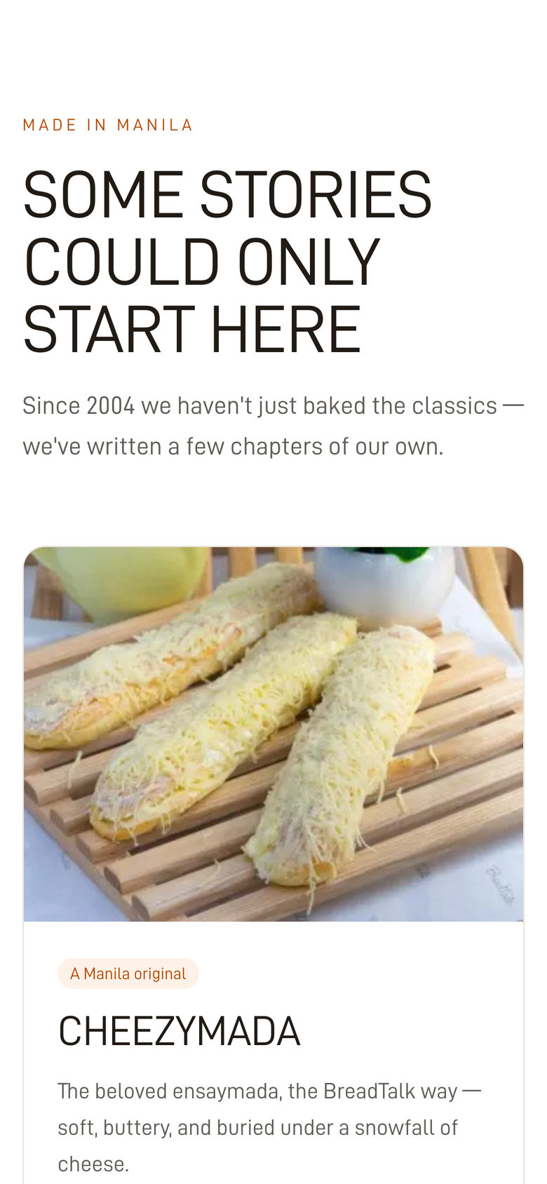 BreadTalk Philippines: Made in Manila on the Story page, mobile