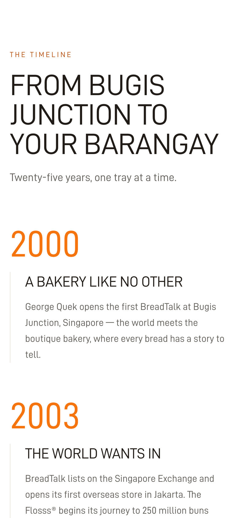 BreadTalk Philippines: Timeline on the Story page, mobile