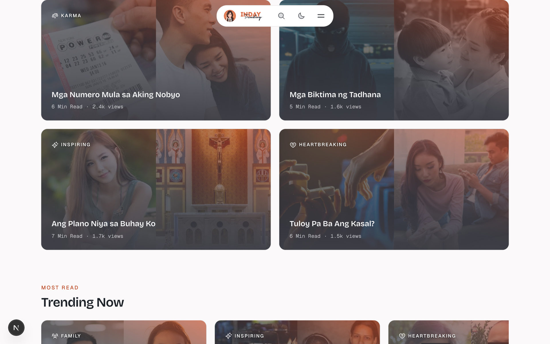 Inday Trending: More Featured on the Home page, desktop