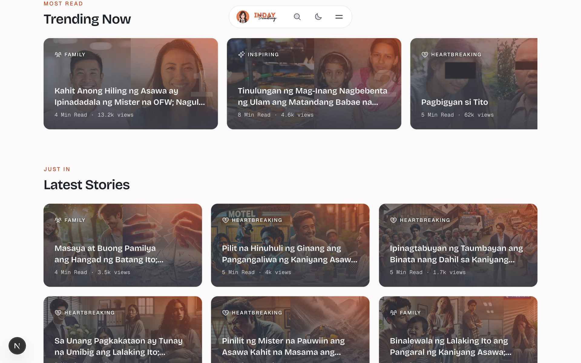 Inday Trending: Trending on the Home page, desktop