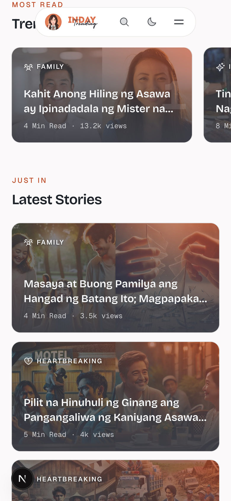 Inday Trending: Trending on the Home page, mobile