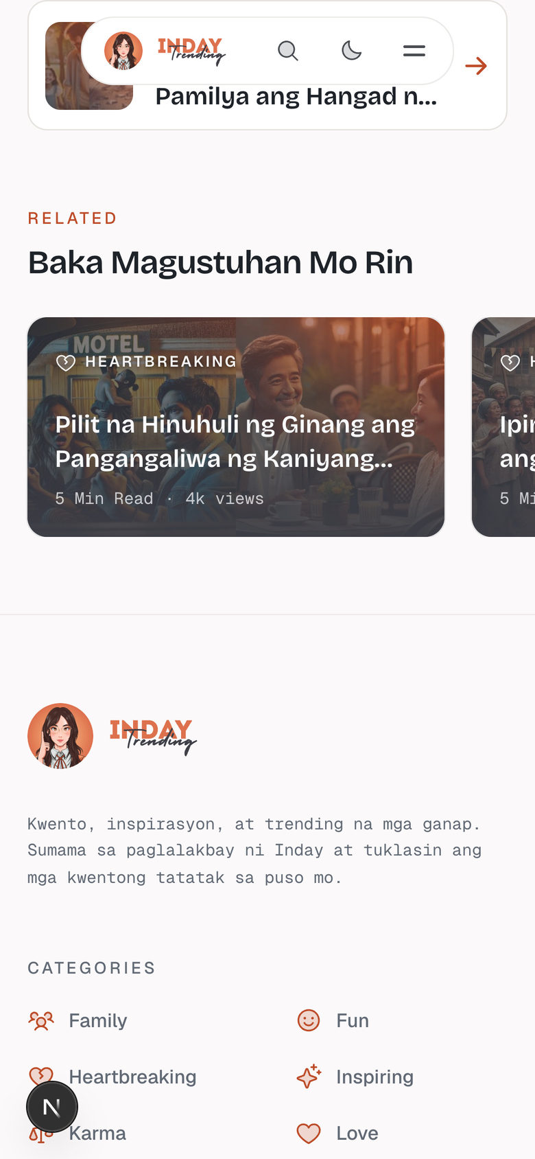 Inday Trending: Next Story on the Story page, mobile