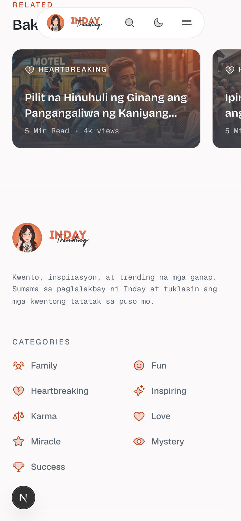 Inday Trending: Related on the Story page, mobile