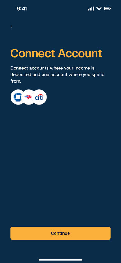 Lakefront Finance: Connect Account on the Connect page, mobile
