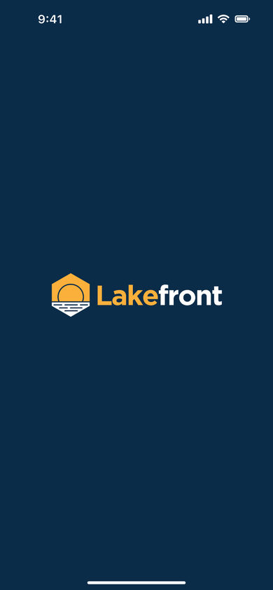 Lakefront Finance: Launch Screen on the Launch page, mobile