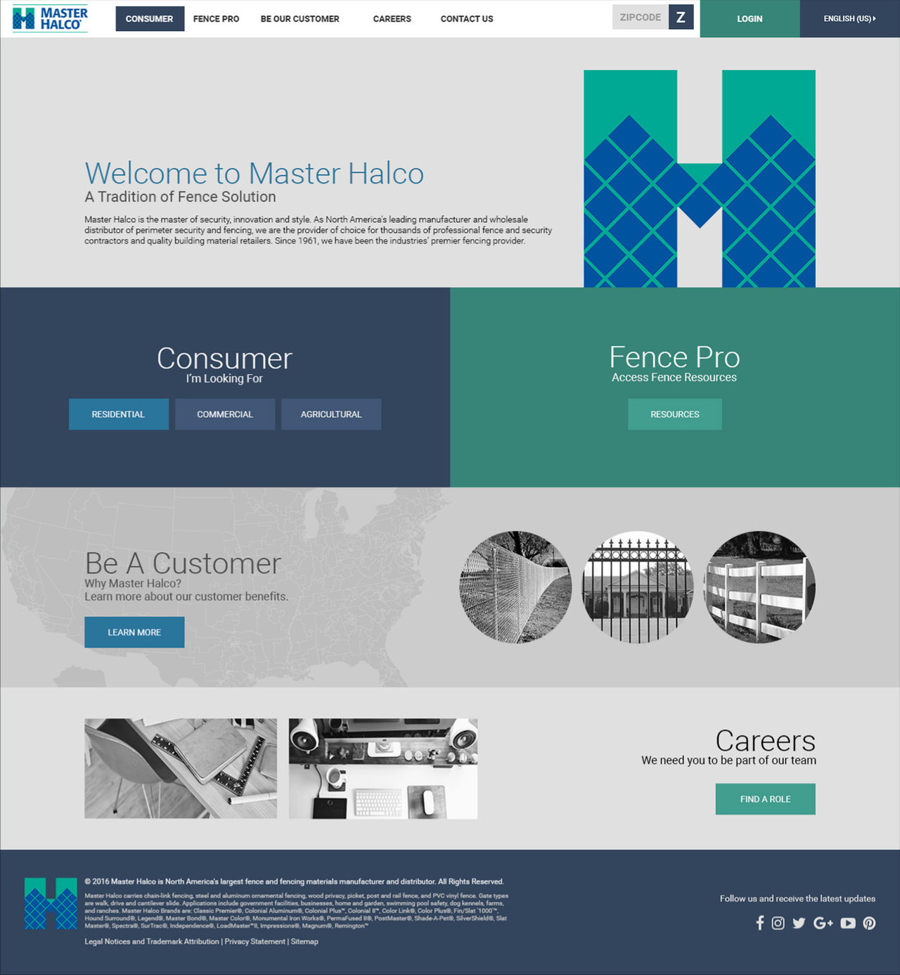 Master Halco: Home on the Home page, desktop