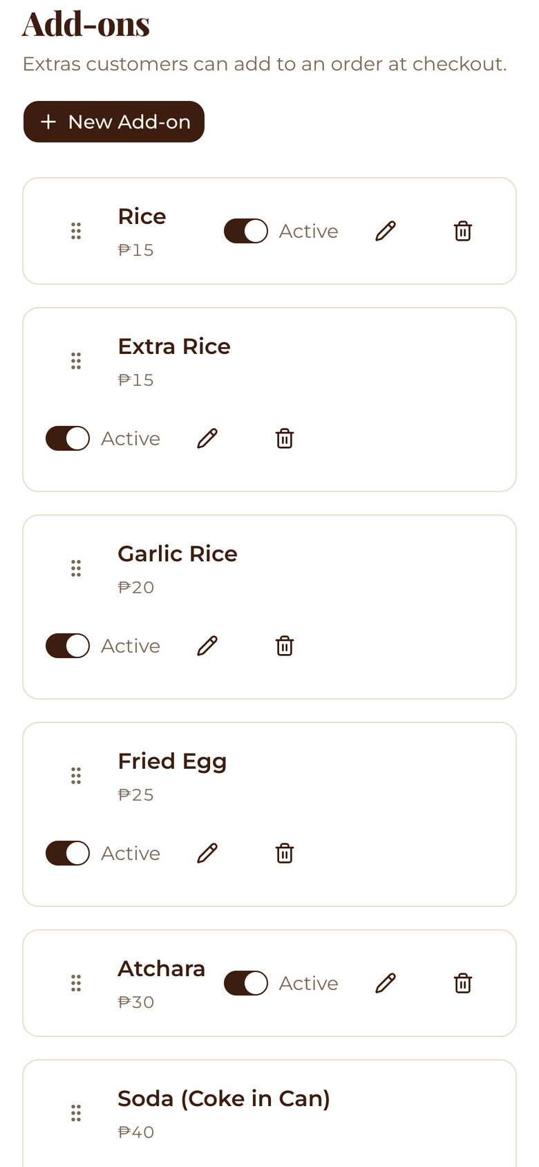 Mesafina Kitchen: page head on the Setup page, mobile