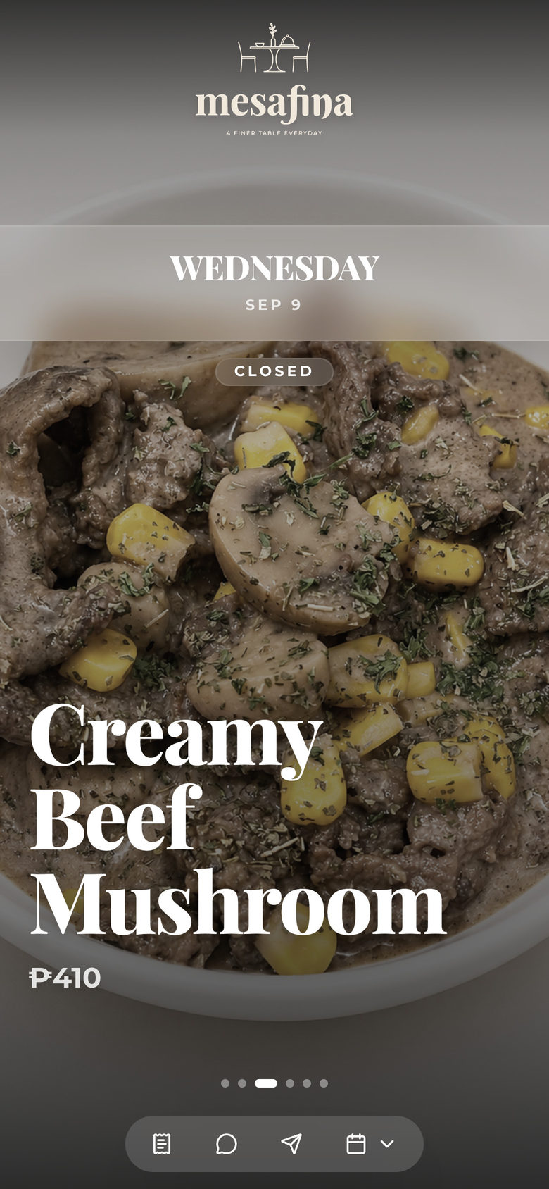 Mesafina Kitchen: Serve Week on the Board page, mobile