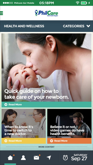 PhilCare: Feed on the Health and Wellness page, mobile