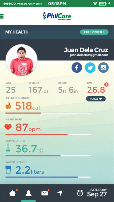 PhilCare: My Health on the My Health page, mobile