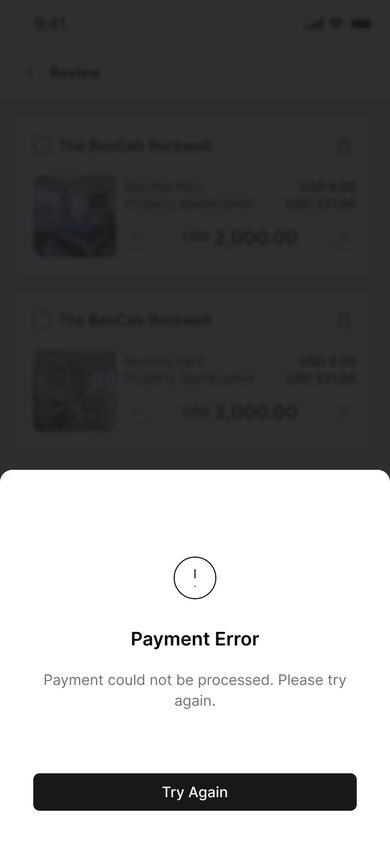 Stacked: Error on the Invest page, mobile