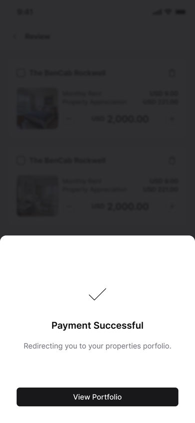 Stacked: Success on the Invest page, mobile