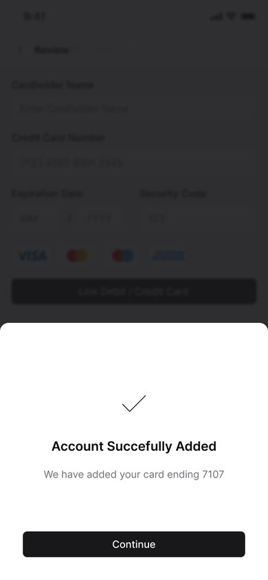 Stacked: Card Added on the Payment page, mobile