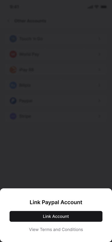 Stacked: Wallet Link on the Payment page, mobile