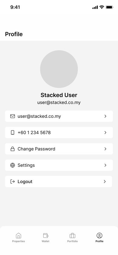 Stacked: Profile on the Profile page, mobile