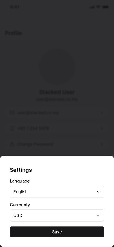 Stacked: Settings on the Profile page, mobile