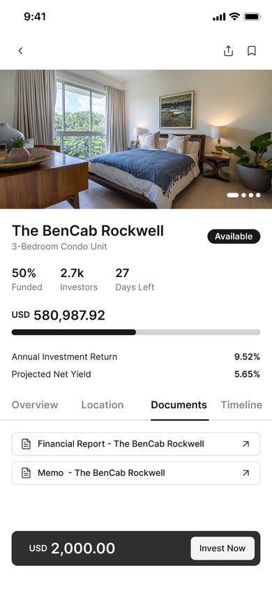 Stacked: Documents on the Property page, mobile