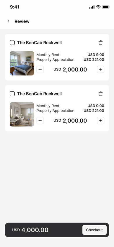 Stacked: Review on the Invest page, mobile