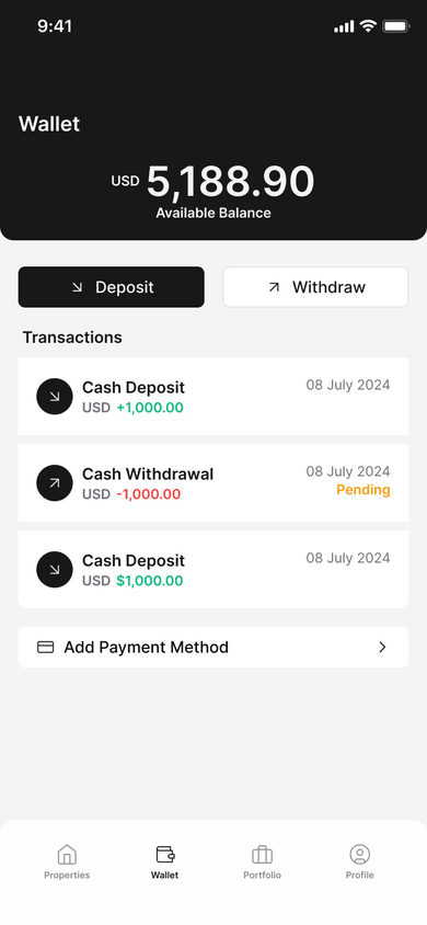 Stacked: Wallet on the Wallet page, mobile