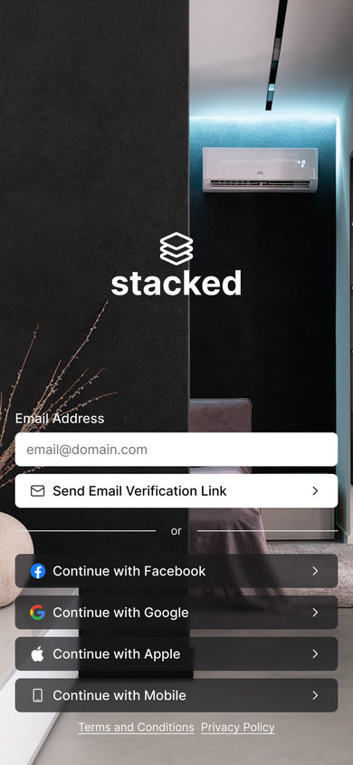 Stacked: Email on the Onboarding page, mobile