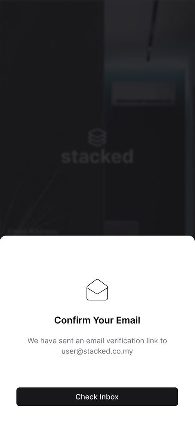 Stacked: Email Verification on the Onboarding page, mobile