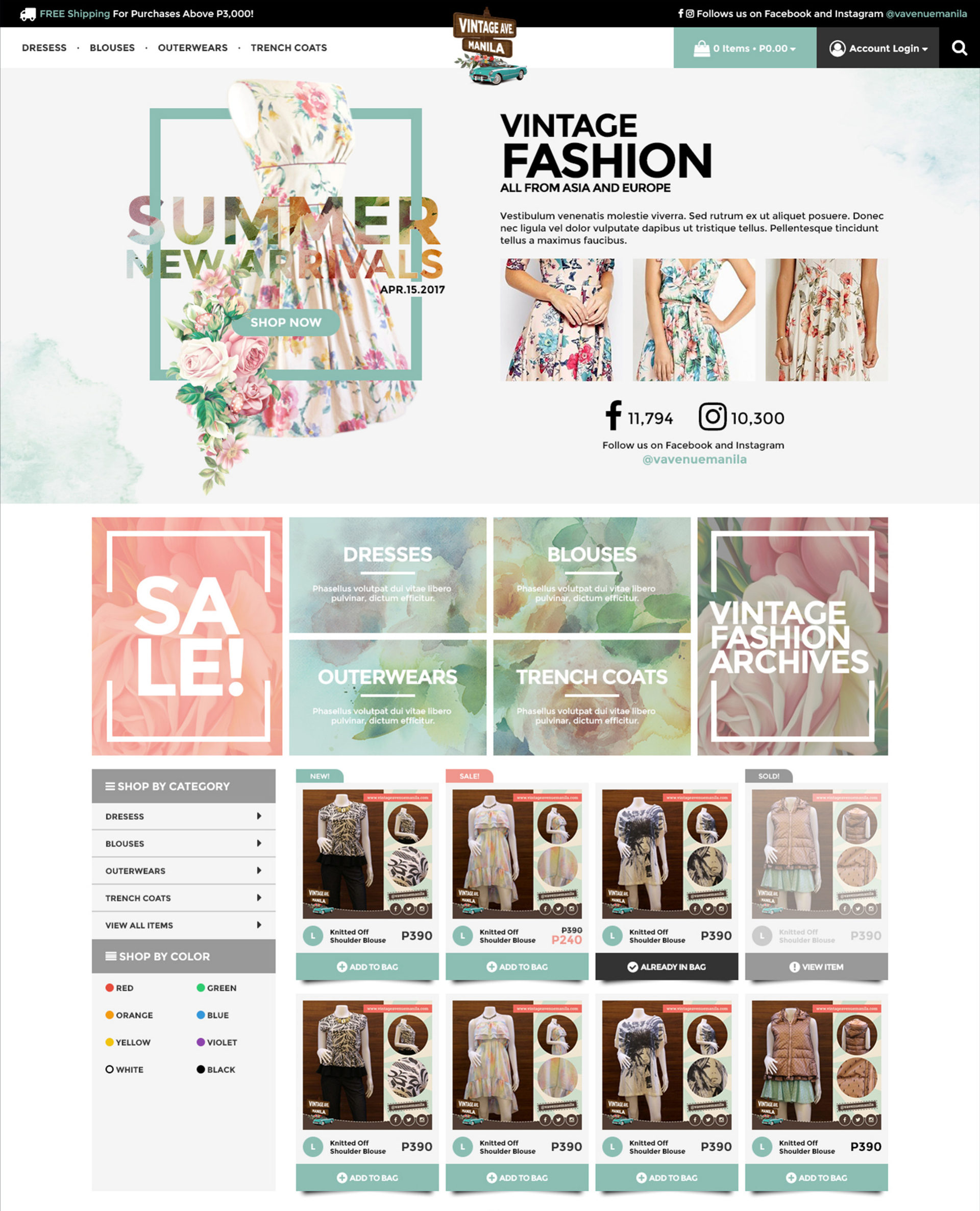 Vintage Avenue Manila: Hero on the Storefront page, desktop